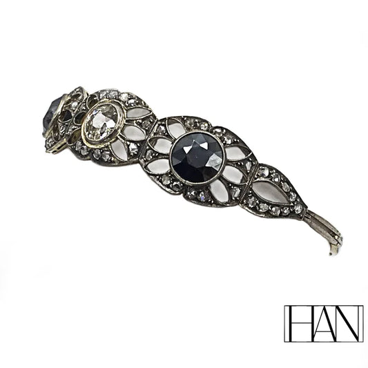 Antique Victorian Bracelet with Diamonds and Hematite