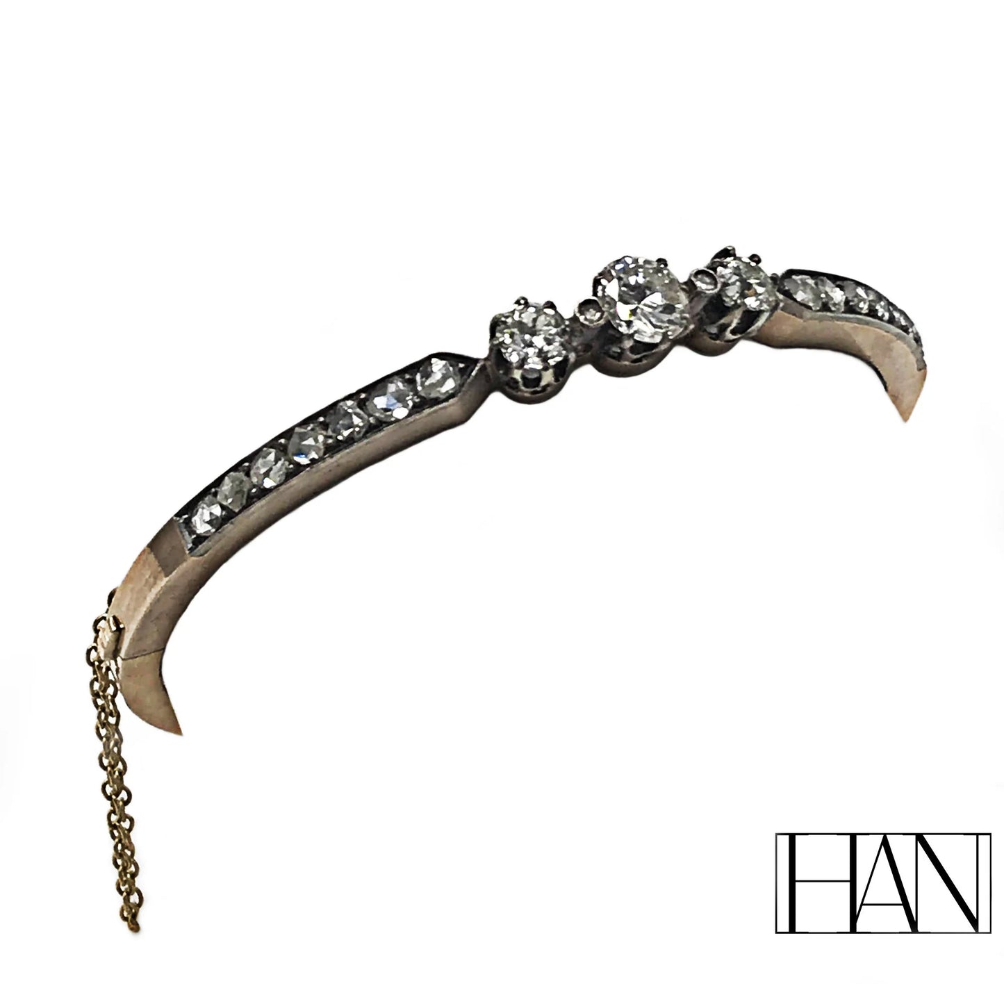 Antique 18k Gold and Platinum Slave Bracelet with 1.45ct Diamonds