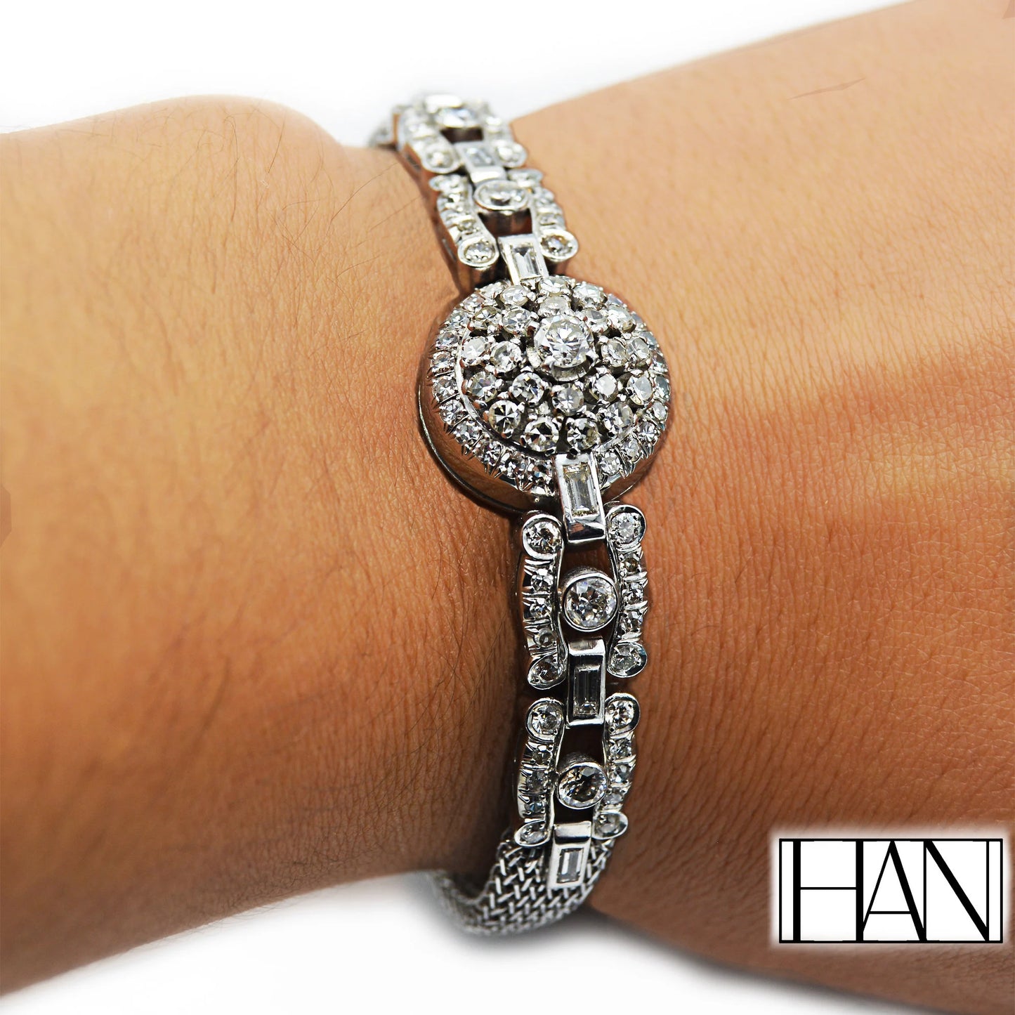 Exquisite Vintage Platinum and Diamond Bracelet – A Unique Transformation