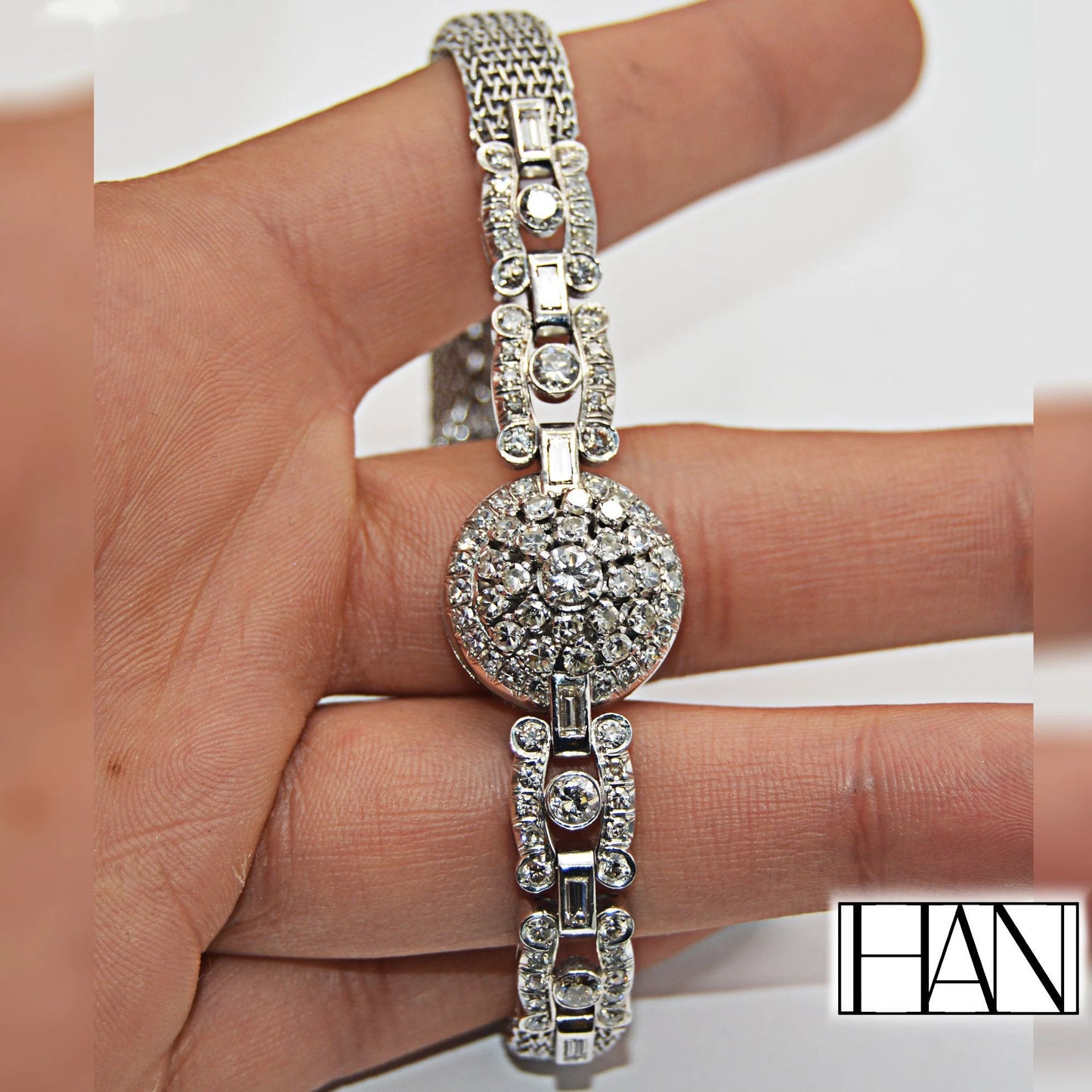 Exquisite Vintage Platinum and Diamond Bracelet – A Unique Transformation